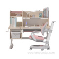 Wood adjustable kids study table and chair set